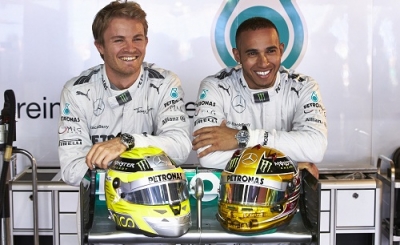 Lewis Hamilton y Nico Rosberg con IWC Schaffhausen