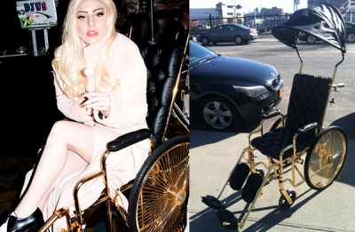 La lujosa silla de ruedas de oro de Lady Gaga